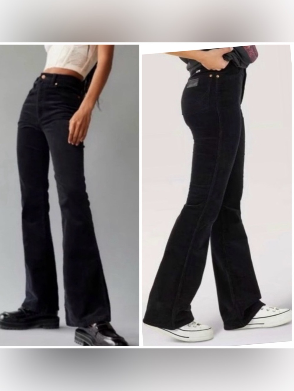 NWT Wrangler x FP Westward 626 High Rise Boot Corduroy Flare Pants Black 33/30